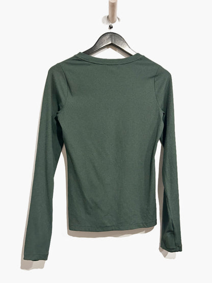 Athleta Uptempo Ribbed Henley Top in Green - XS