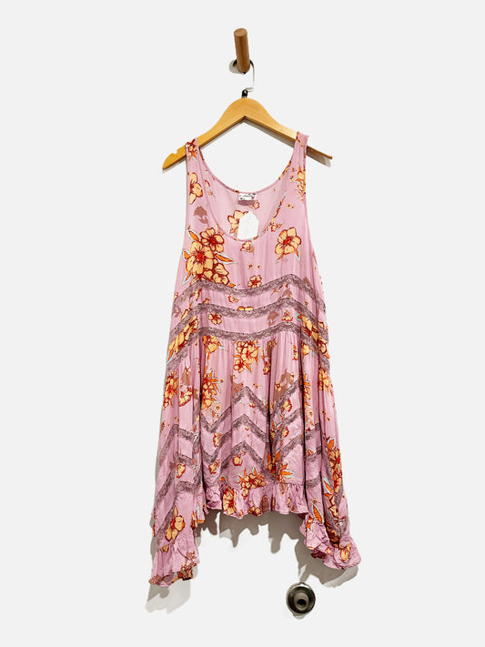 Free People Purple Floral Trapeze Tunic - Medium