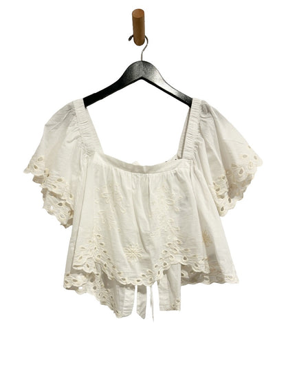 NWT American Eagle White Tie Back Eyelet Crop Top - Large