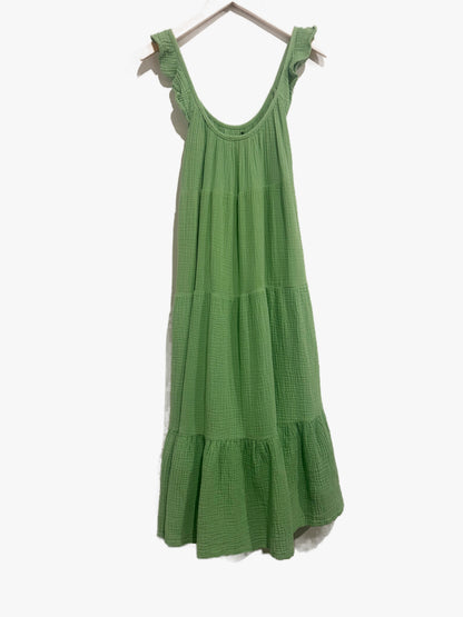 Marine Layer Jude Flutter Sleeve Dress in Jade Sheen - XS