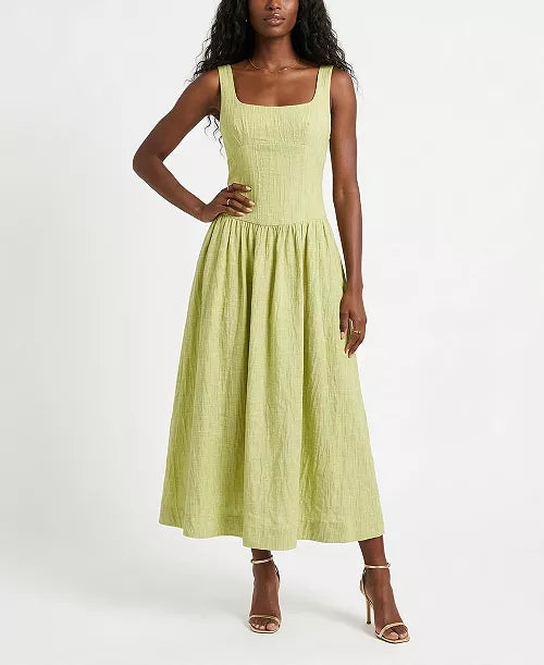 Taylor Square Neck Drop Waist Dress in Kiwi - 12