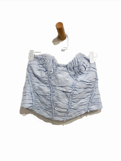 Zara Blue Ruched Strapless Corset Top - Small