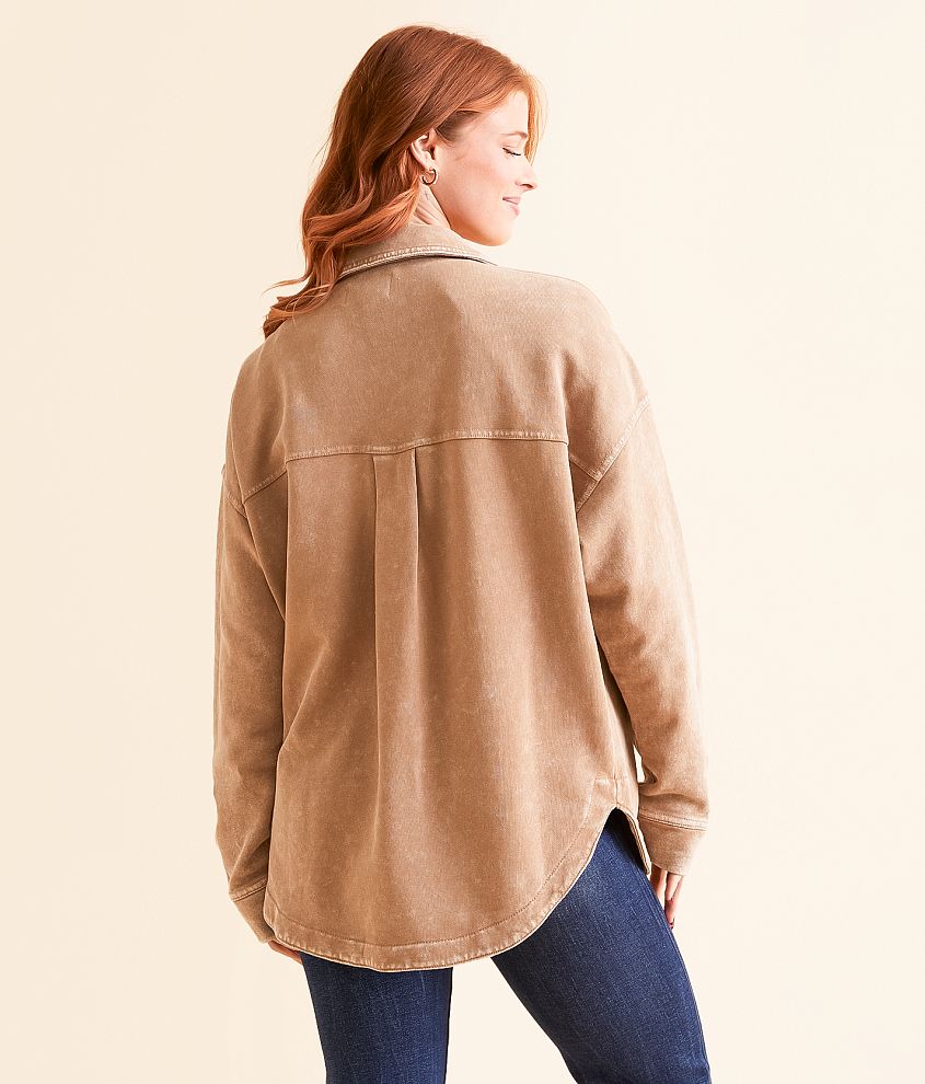 Z Supply All Day Washed Knit Shacket in Campfire - Large