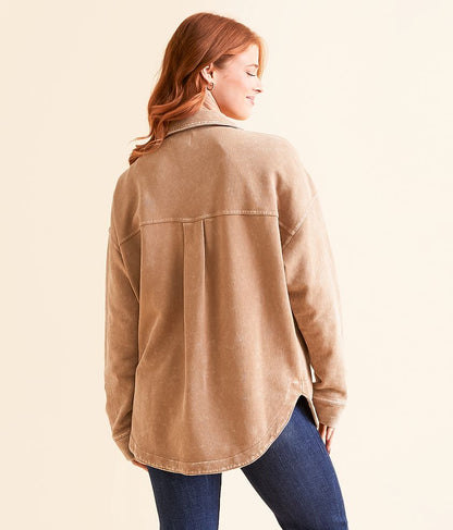 Z Supply All Day Washed Knit Shacket in Campfire - Large