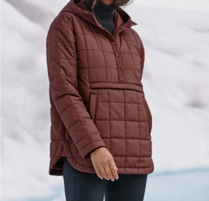 Garnet Hill Brown Quilted Pullover Jacket - Large