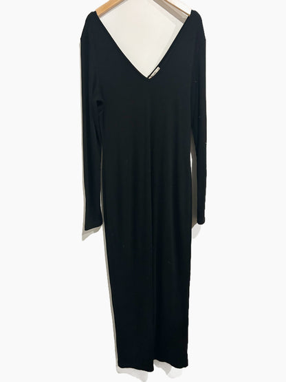 Marine Layer Lexi Rib V-Neck Maxi Dress in Black - Medium