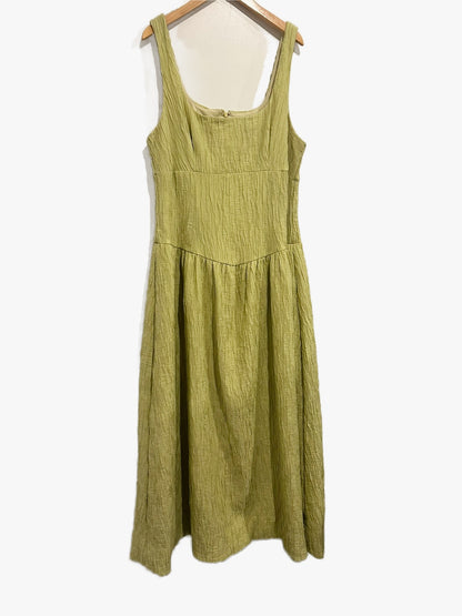 Taylor Square Neck Drop Waist Dress in Kiwi - 12
