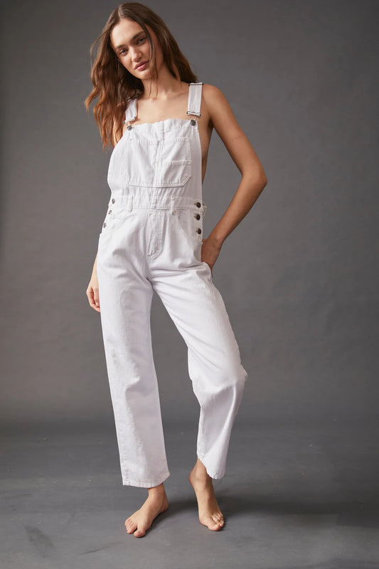Free People Ziggy Denim Overalls in Optic White - Medium