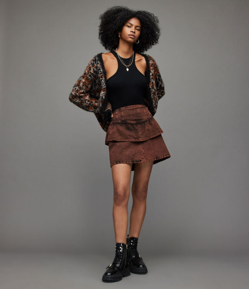 All Saints Andy Denim Skirt in Acid Brown - 2