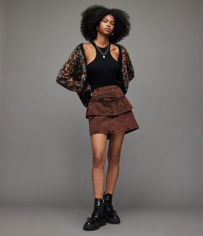 All Saints Andy Denim Skirt in Acid Brown - 2