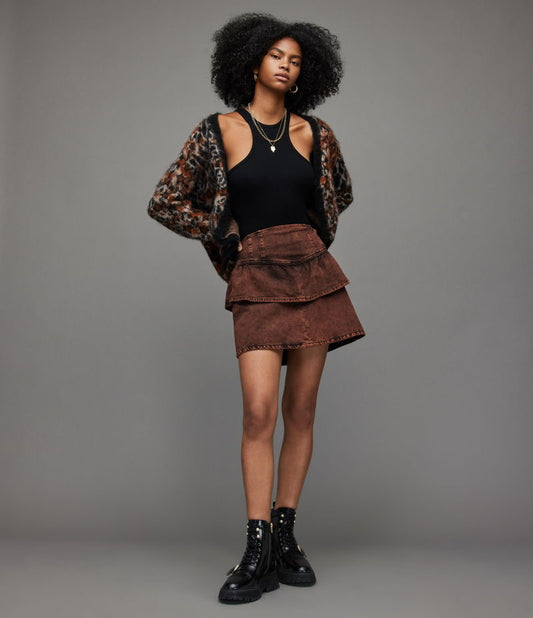 All Saints Andy Denim Skirt in Acid Brown - 2