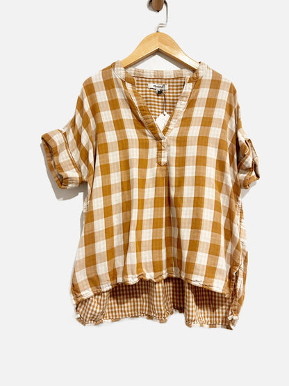 Madewell Orange Gingham Short Sleeve - XXS