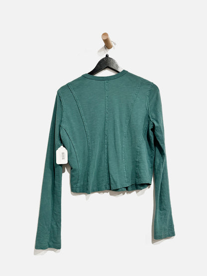 Anthropologie Pilcro Green Seamed LS Top - Small