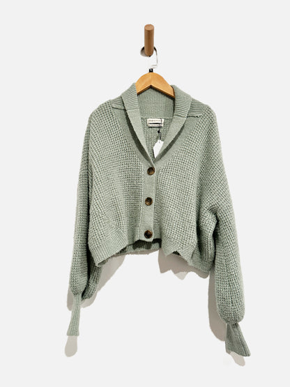 Urban Outfitters Green Cable Knit Cropped Cardigan - Small