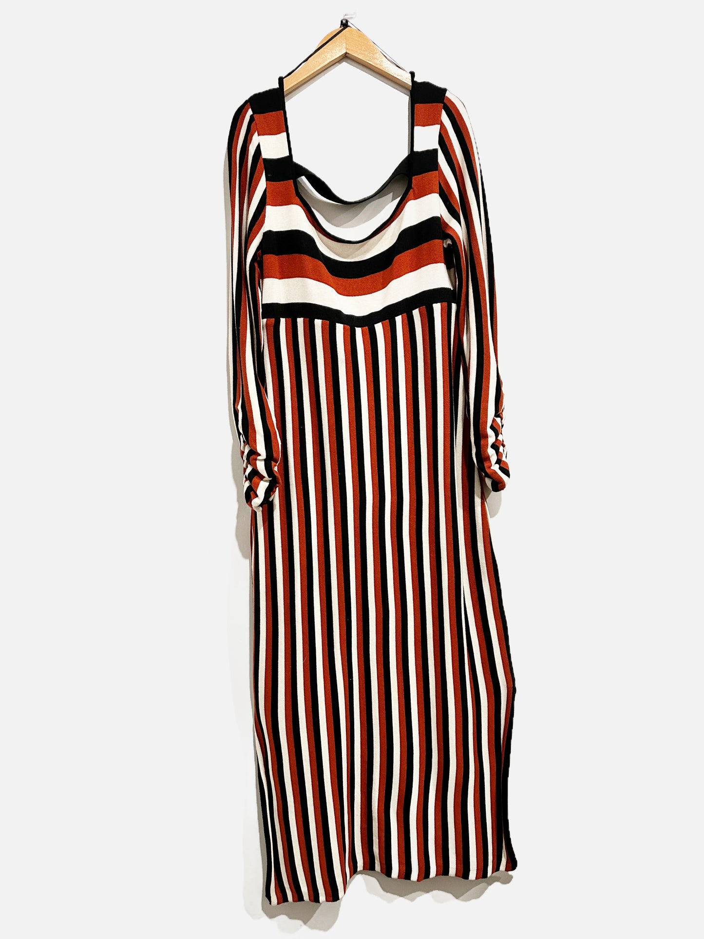 Anthropologie Maeve Brown and White Stripe Dress - Medium