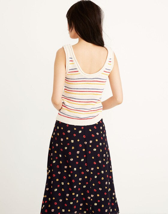 Madewell Scoop Sweater Tank in Allgood Stripe Pearl Ivory - Small