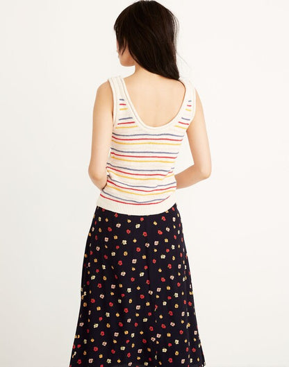 Madewell Scoop Sweater Tank in Allgood Stripe Pearl Ivory - Small