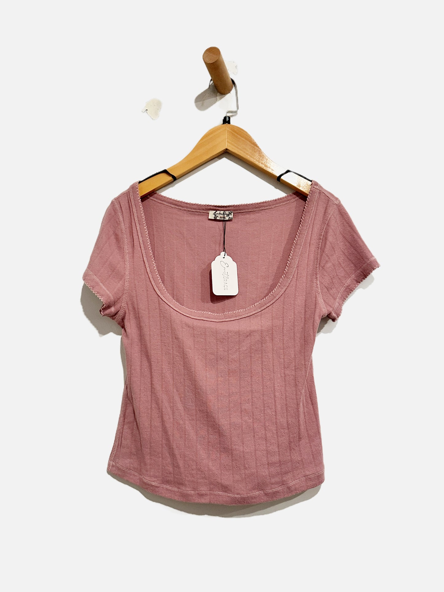 Free People Pink Pointelle Tee - Small