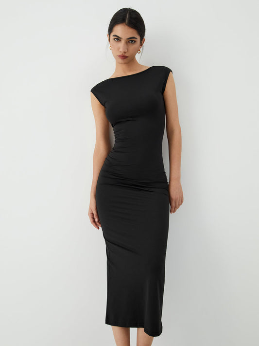 Commense Black Backless Midi Dress - Small