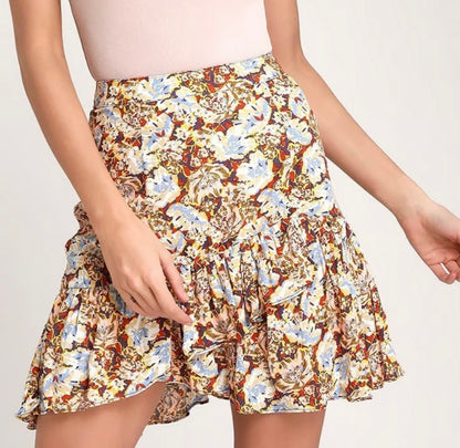 Free People Floral Mini Ruffle Skirt - 2