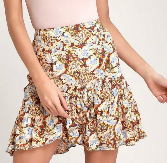 Free People Floral Mini Ruffle Skirt - 2