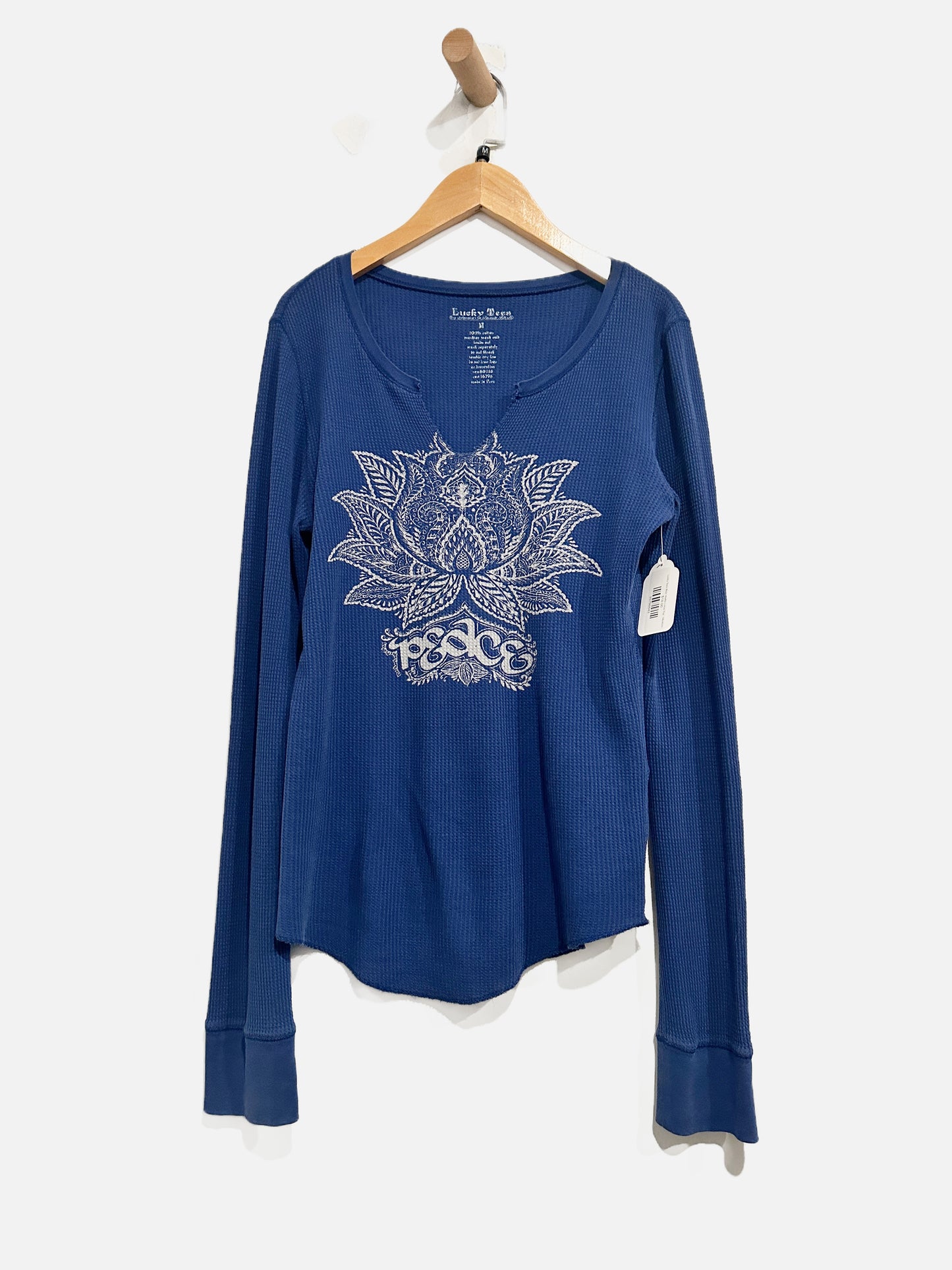 Lucky Y2K Blue Waffle Lotus Top - Medium