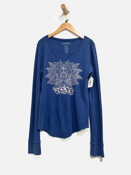 Lucky Y2K Blue Waffle Lotus Top - Medium