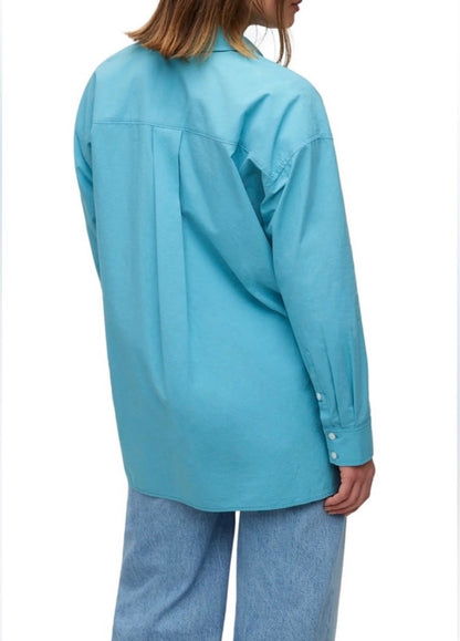 Madewell The Oversized Straight Hem Signature Poplin Shirt in Shaded Aqua - XXS
