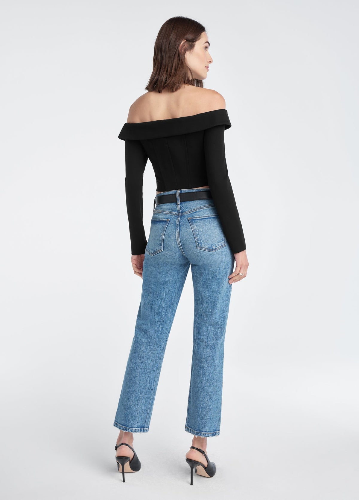 Favorite Daughter The Dot Mid Rise Straight Ankle Jeans in Westminster - 27
