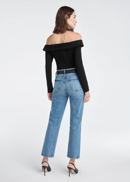 Favorite Daughter The Dot Mid Rise Straight Ankle Jeans in Westminster - 27