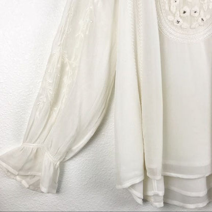 Joie Metta White Embroidered Blouse Size Small