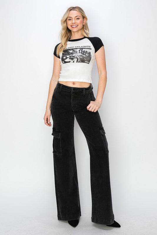Risen High Rise Wide Leg Cargo Jeans - 0/24