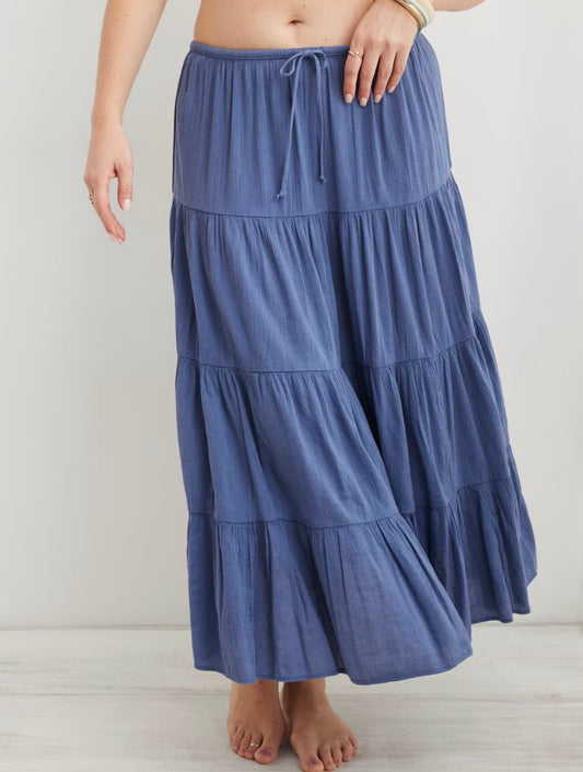 Aerie Blue Peasant Maxi Skirt - Small