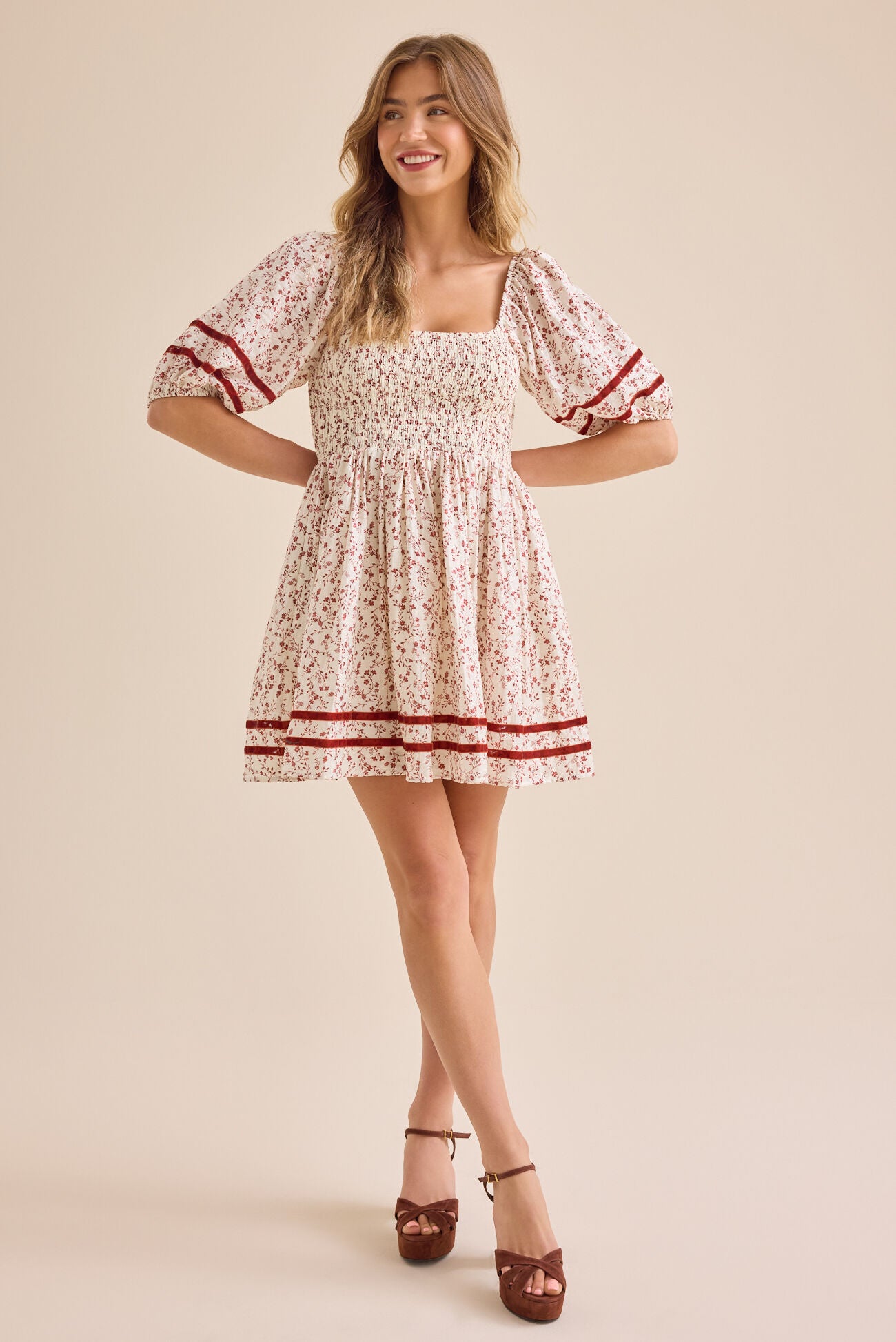 Altar’d State Chaya Puff Sleeve Mini Dress - Medium