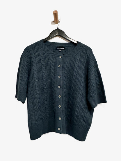 Lucky Brand NWT Short Sleeve Cable Cardigan in Midnight Navy - XL