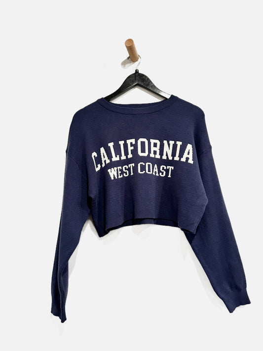 Hippie Rose Blue Crop Sweater - Large