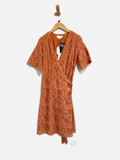 Molly Bracken Apricot Lace Wrap Dress - Large