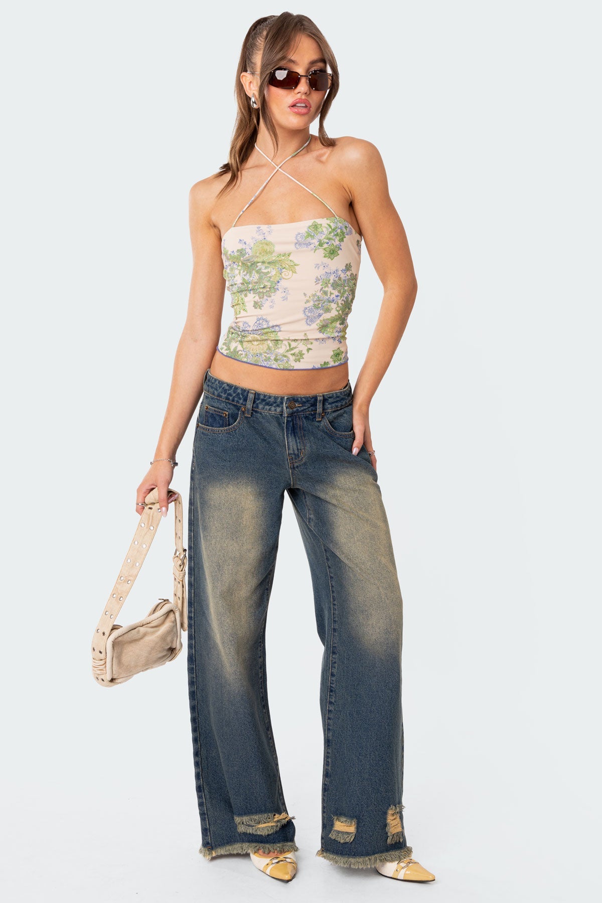 Edikted Garden Party Printed Halter Top - Small