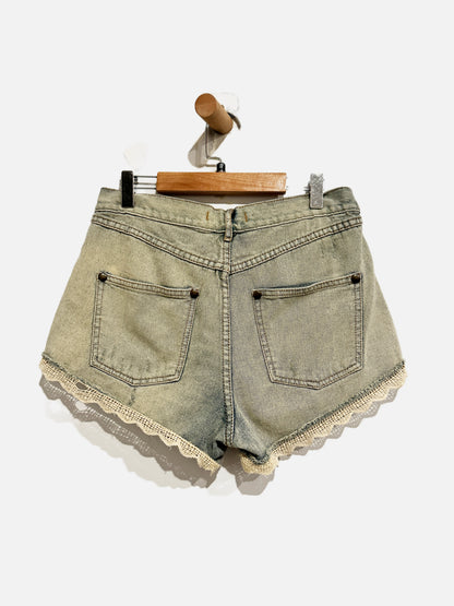 Free People Y2K Lace Trim Denim Shorts - 27
