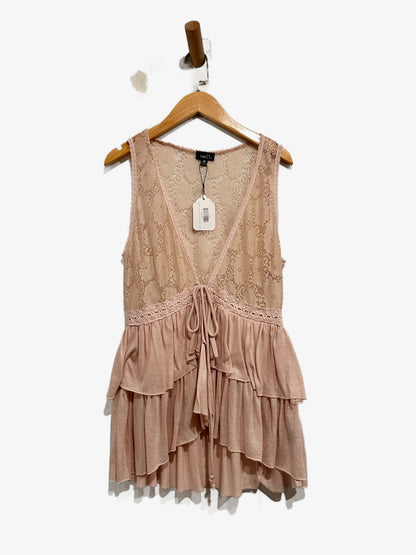 Rue 21 Y2K Pink Lace Tie Front Tank - Medium