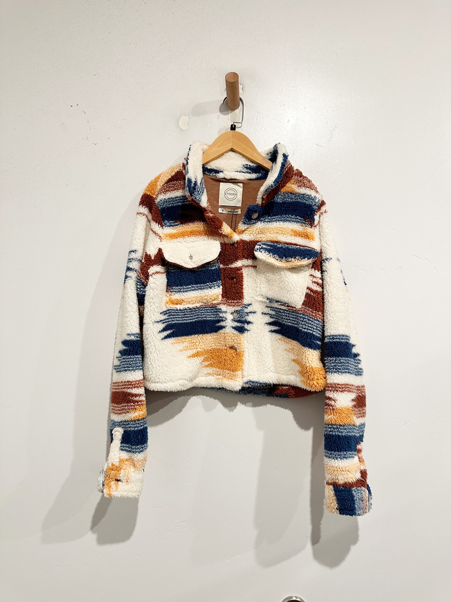 Stoosh Cream Blue/Brown Jacket - Small