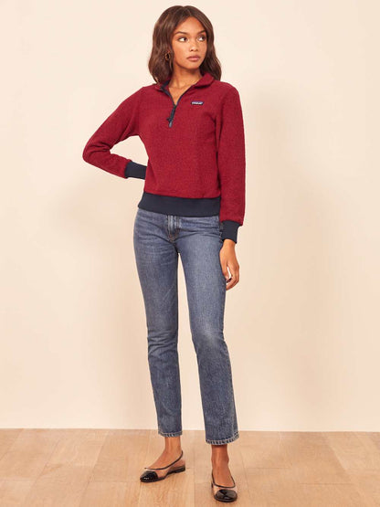 Patagonia Woolyester Fleece Pullover in Molten Lava - Small