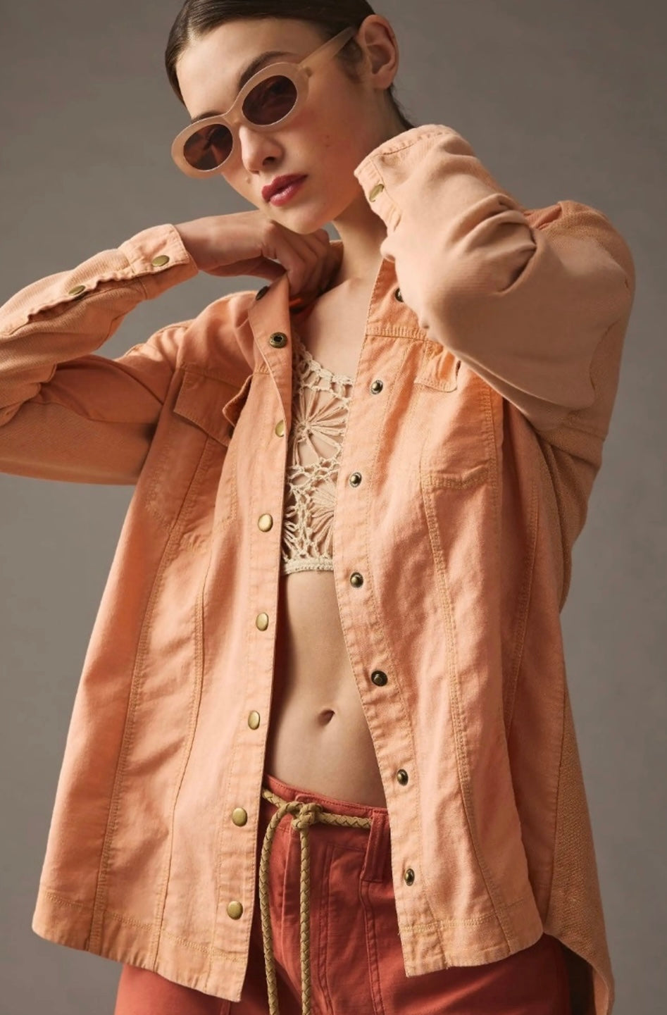 Anthropologie Pilcro Orange Denim Jacket - Medium