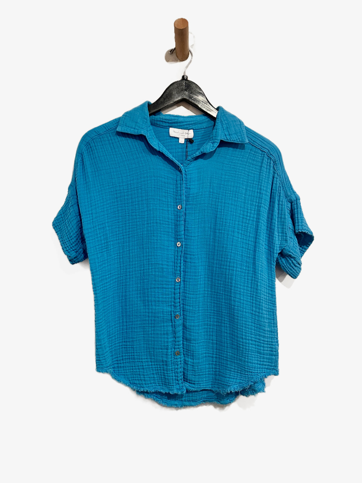 Michael Stars Bailey Gauze Button Down Shirt in Capri - XS