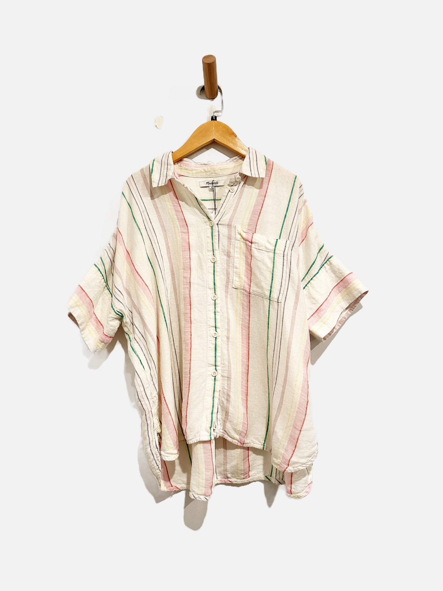 Madewell Colorful Stripe Button Down SS Top - Small