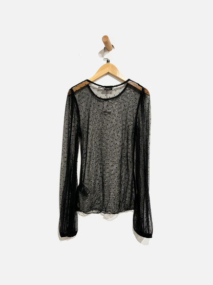 UO NWT Out From Under Black Mesh LS Top - Small