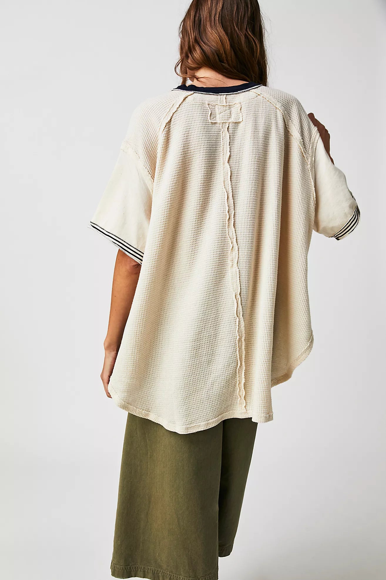 Free People White Waffle Knit SS Top - M/L
