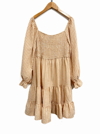 Blue B Pink and Cream Gingham Mini Dress - Medium