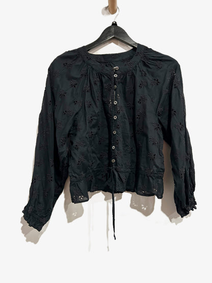 Outerknown Poet Blouse in Black Eyelet - Small