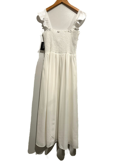 INC White Smocked Midi Dress - 10